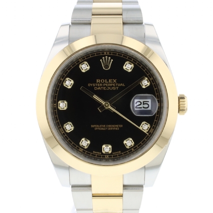 datejust 41 black dial diamond