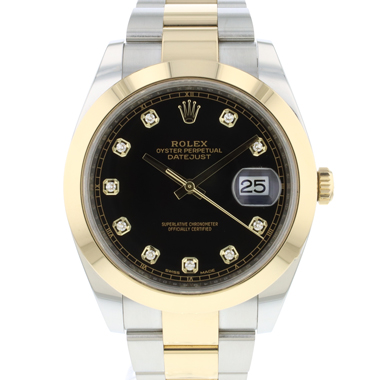 Rolex - Datejust 41 Gold/Steel Black Diamond Dial