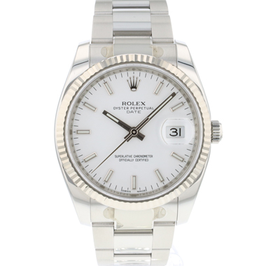 Rolex - Date 34 Fluted White Dial