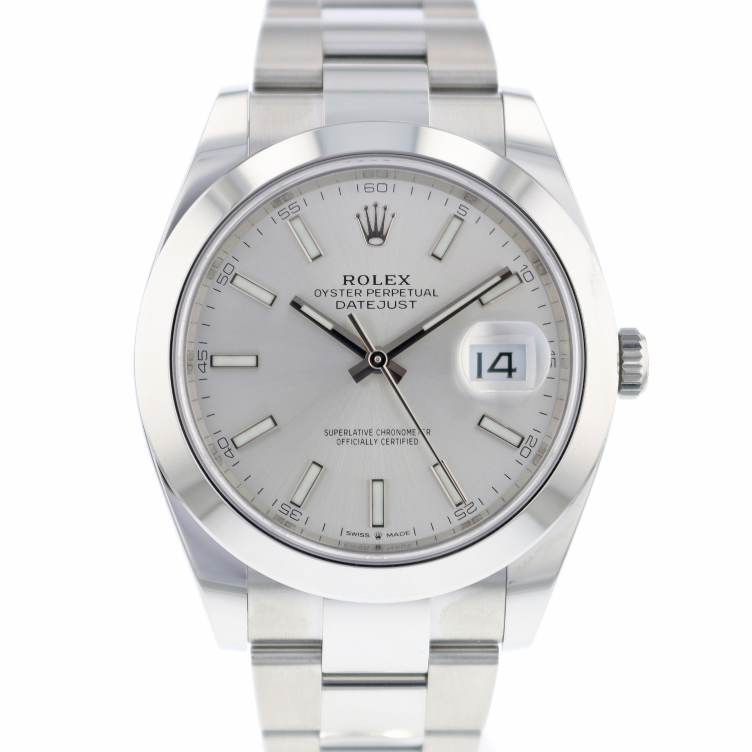 rolex datejust 41 silver dial fluted bezel