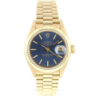 Rolex - Datejust Lady 26 Yellow Gold President Blue Dial