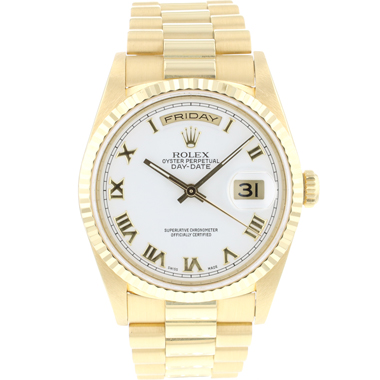 Rolex - Day-Date 36 Yellow Gold White Roman Dial