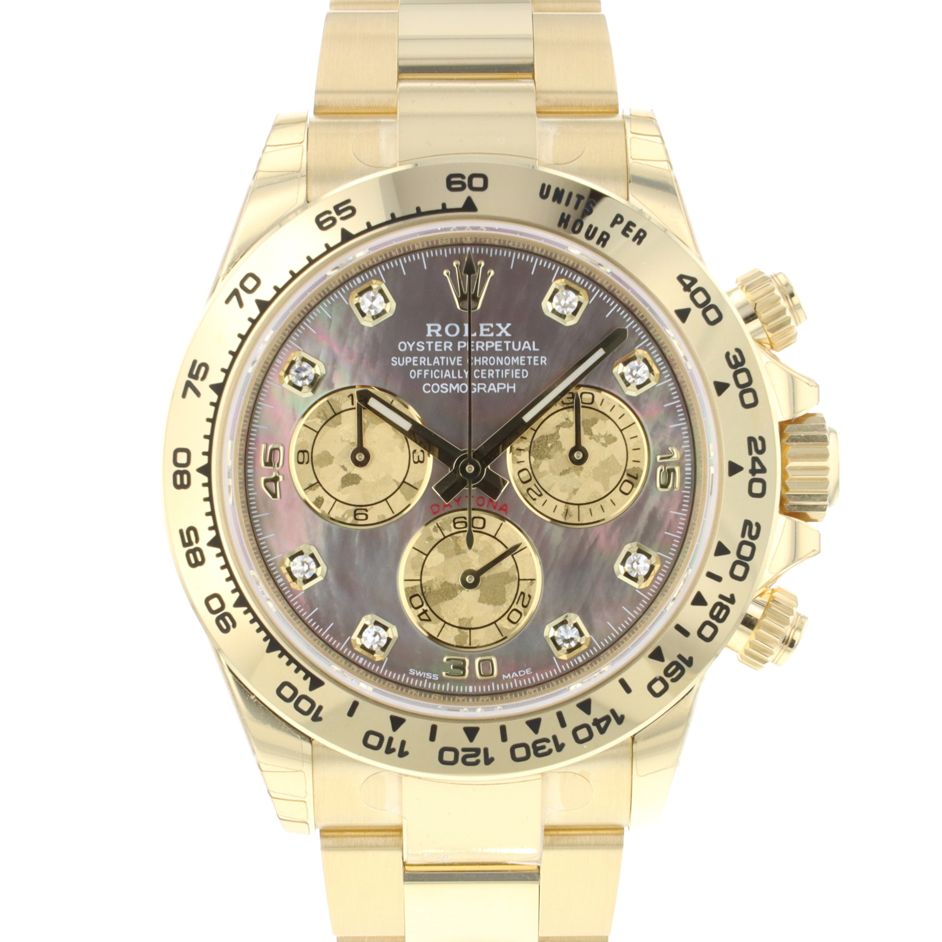 Daytona Yellow Gold Black Mother Of Pearl Diamond Dial Discontinued NEW -  Rolex - Sold watches - Juwelier Burger