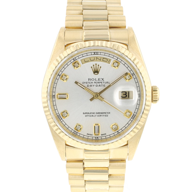 Rolex - Day-Date 36 Yellow Gold President Silver Diamond Dial