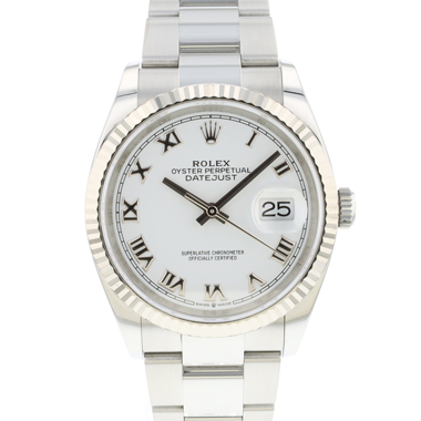 Rolex - Datejust 36 Fluted White Roman Dial NEW