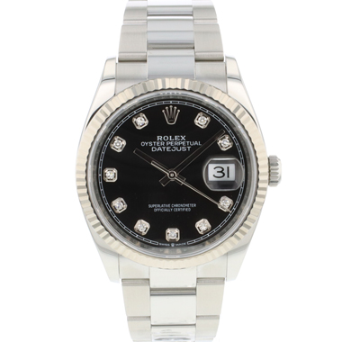 Rolex - Datejust 36 Fluted Oyster Black Diamond Dial