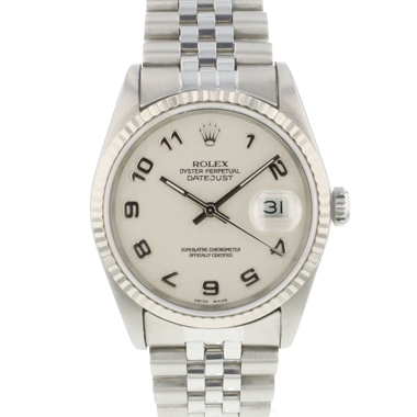 Rolex - Datejust 36 Jubilee Fluted White Arabic Logo Dial