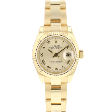 Rolex - Datejust 26 Lady Yellow Gold Oyster Champagne Roman Dial