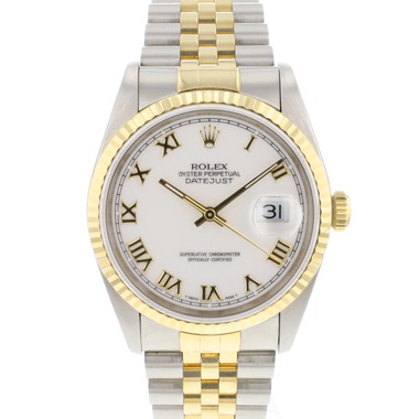 Rolex - Datejust 36 Steel Gold Jubilee Fluted White Roman Dial