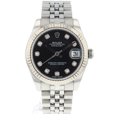 Rolex - Datejust 31 Midsize Jubilee/Fluted Black Diamond Dial