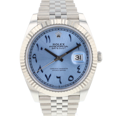 Rolex - Datejust 41 Jubilee Fluted Arabic Ice Blue Dial NEW 2022
