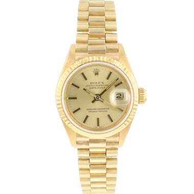 Rolex - C Datejust Lady 26 Yellow Gold President Champagne Dial