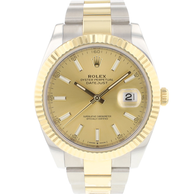 Rolex - Datejust 41 Gold/Steel Fluted Oyster Champagne Dial Like NEW