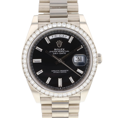 Rolex - Day-Date 40 White Gold President Factory Baguette Diamonds 228349RBR