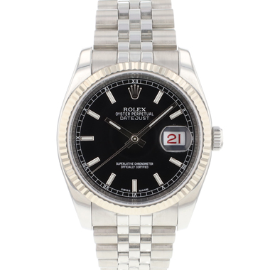 Rolex - Datejust 36 Fluted Jubilee Black Dial Roulette Date