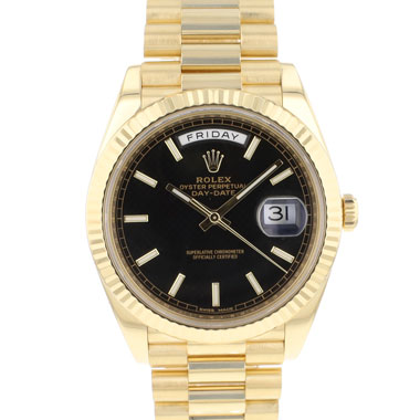 Rolex - Day-Date 40 Yellow Gold Black Diagonal Motif Dial