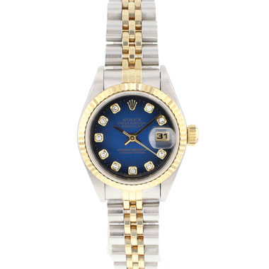 Rolex - Lady-Datejust 26 Steel Gold Blue Diamond Vignette Dial