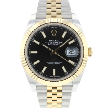 Rolex - Datejust 41 Steel Gold Jubilee Fluted Black Dial NEW