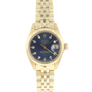 Rolex - Lady-Datejust 26 Yellow Gold Blue Diamond Dial