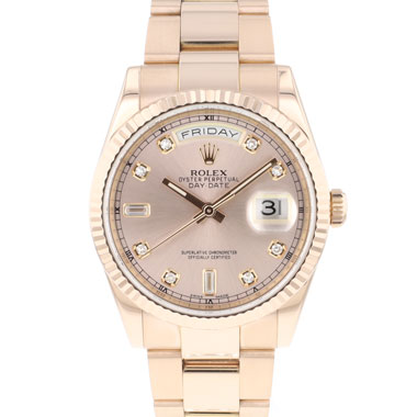 Rolex - Day-Date 36 Everose Fluted Diamond Dial