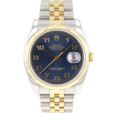Rolex - Datejust 36 Steel Gold Jubilee Fluted Blue Arabic Dial