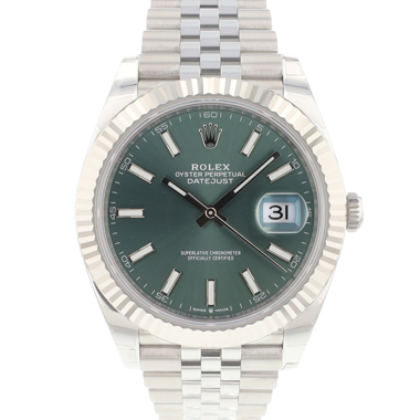 Rolex - Datejust 41 Jubilee Fluted Mint Green Dial NEW 2023