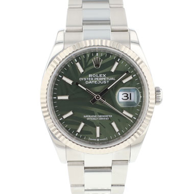 Rolex - Datejust 36 Fluted Oyster Olive Green Palm Motif Dial
