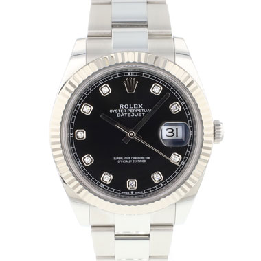 Rolex - Datejust 41 Oyster Fluted Black Diamond Dial