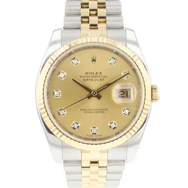 Rolex - Datejust 36 Steel Gold Jubilee Fluted Diamond Dial