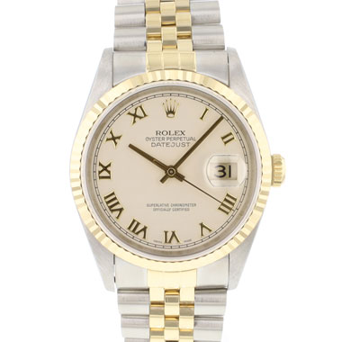 Rolex - Datejust 36 Steel Gold Jubilee Fluted Creme Pyramid Dial