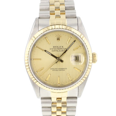 Rolex - Datejust 36 Steel Gold Jubilee Fluted Champagne Tapestry Dial
