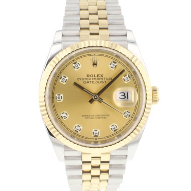 Rolex - Datejust 36 Steel Gold Jubilee Fluted Champagne Diamond Dial