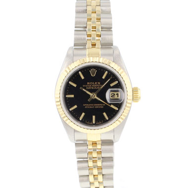 Rolex - Datejust 26 Lady Steel Gold Jubilee Fluted Black Dial