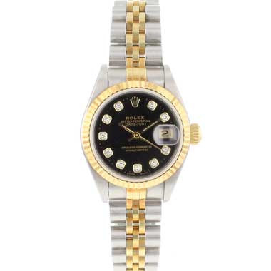 Rolex - Datejust 26 Steel Gold Jubilee Fluted Black Diamond Dial