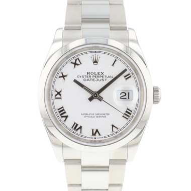 Rolex - Datejust 36 Smooth Oyster White Roman Dial
