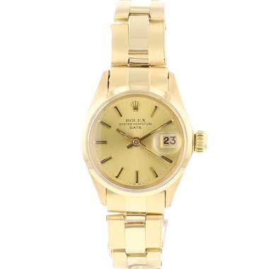 Rolex - Date 26 Yellow Gold Smooth Oyster Champagne Dial