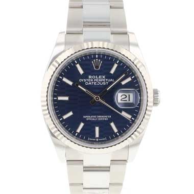 Rolex - Datejust 36 Oyster Fluted Blue Motif Dial NEW 2023