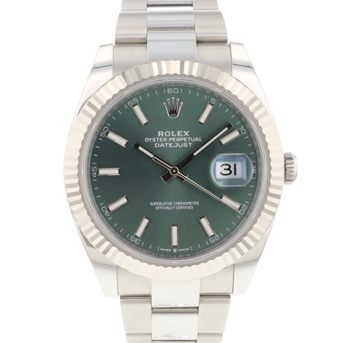 Rolex - Datejust 41 Fluted Oyster Mint Green Dial NEW