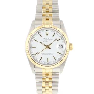 Rolex - Datejust 31 Midsize Steel Gold Jubilee Fluted White Stick Dial