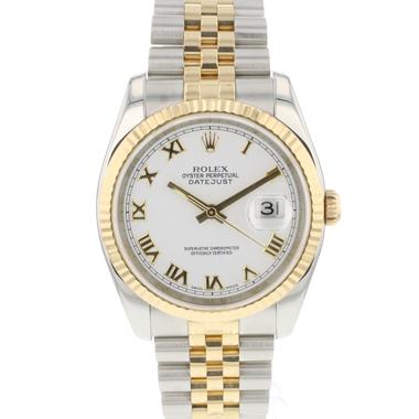 Rolex - Datejust 36 Steel Gold Jubilee Fluted White Roman Dial