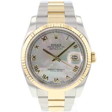 Rolex - Datejust 36 Steel Yellow Gold Fluted MOP Roman  Dial