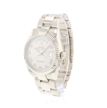 Day-Date 36 White Gold President Silver Roman Dial FULL SET