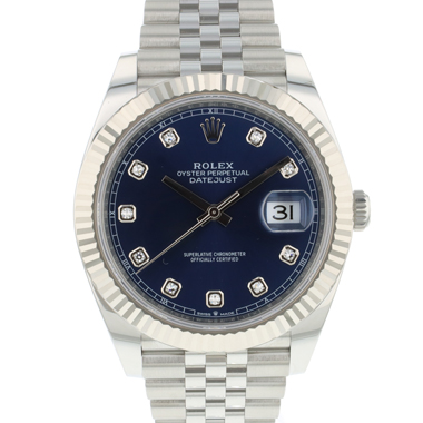 Rolex - Datejust 41 Jubilee Fluted Blue Factory Diamond Dial NEW