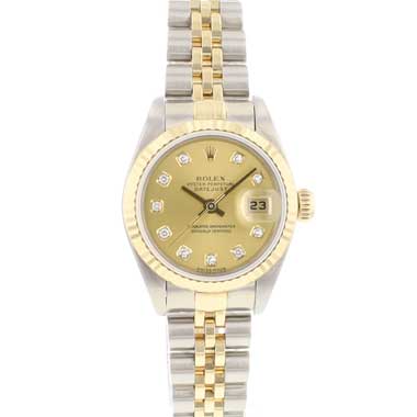 Rolex - Datejust 26 Jubilee Fluted Steel Gold Champagne Diamond Dial