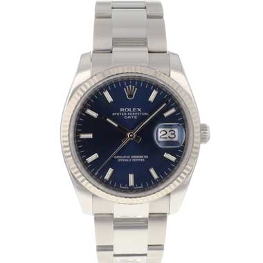 Rolex - Date 34 Blue Dial Fluted