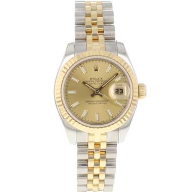 Rolex - Lady-Datejust 26 Jubilee Fluted Steel Gold Champagne Dial
