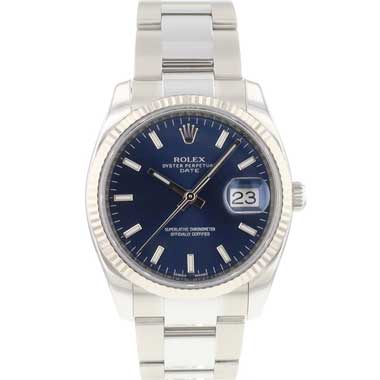 Rolex - Date 34 Blue Dial Fluted