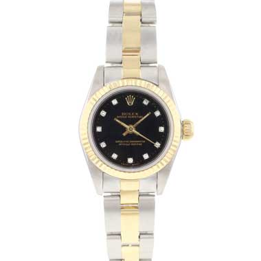 Rolex - Oyster Perpetual Lady 26 MM Steel / Gold Oyster Black Diamond Dial