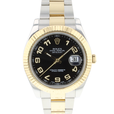 Rolex - Datejust II Steel Gold Fluted Black Arabic Dial