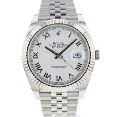 Rolex - Datejust 41 Fluted Jubilee White Roman Dial